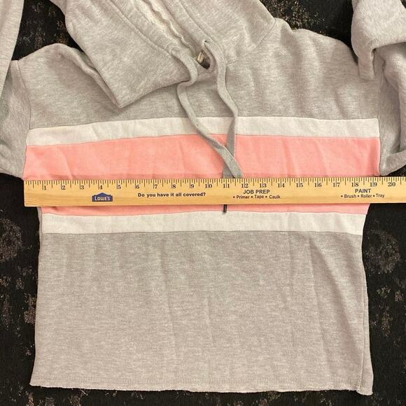 Hippie Rose Gray Pink White Size Small Hoodie Sweater USED Striped Comfy Grey - Picture 5 of 12